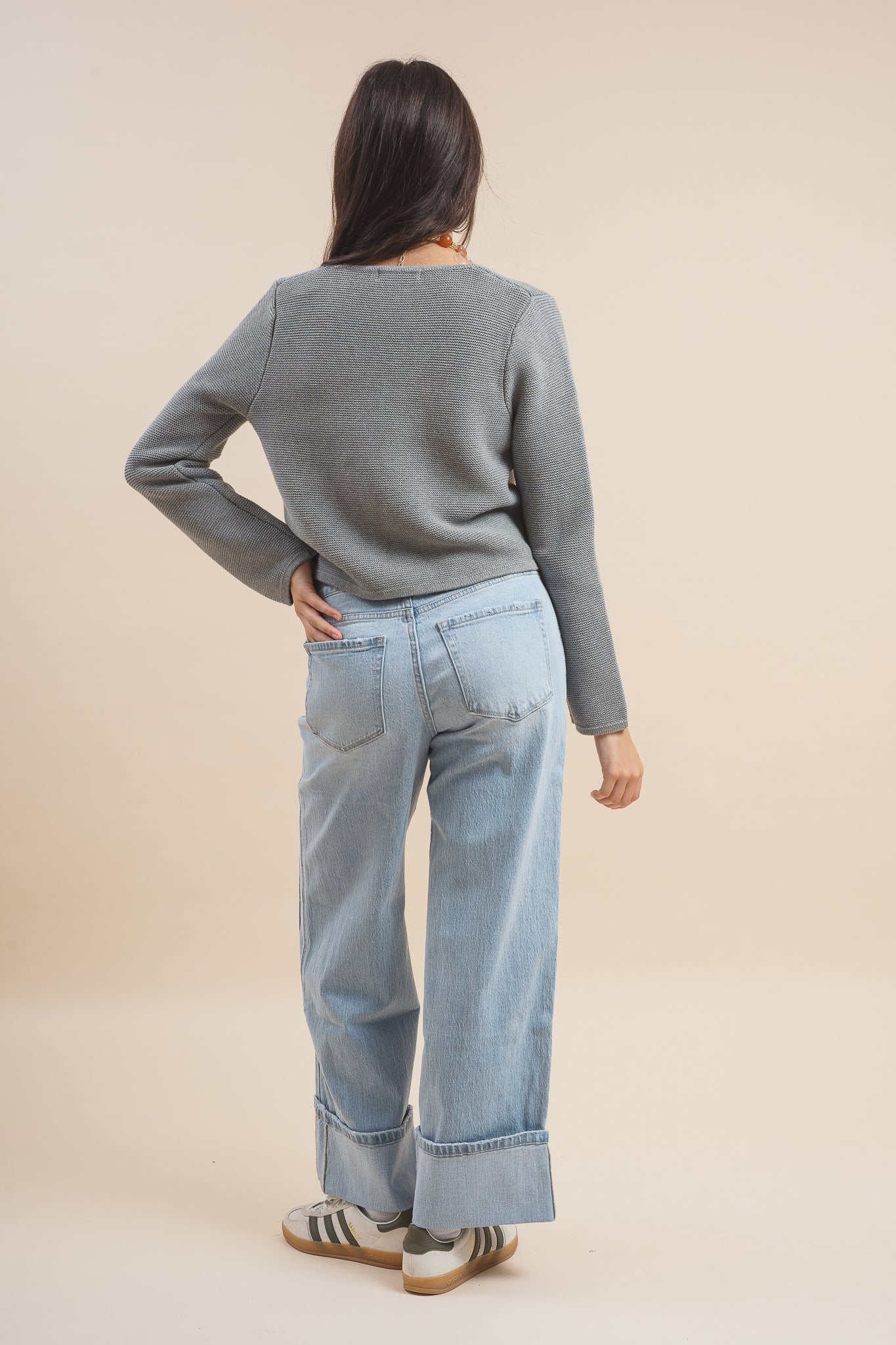 Super High Rise Cuffed Baggy Wide Jeans