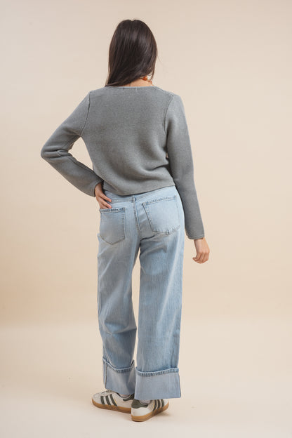 Super High Rise Cuffed Baggy Wide Jeans