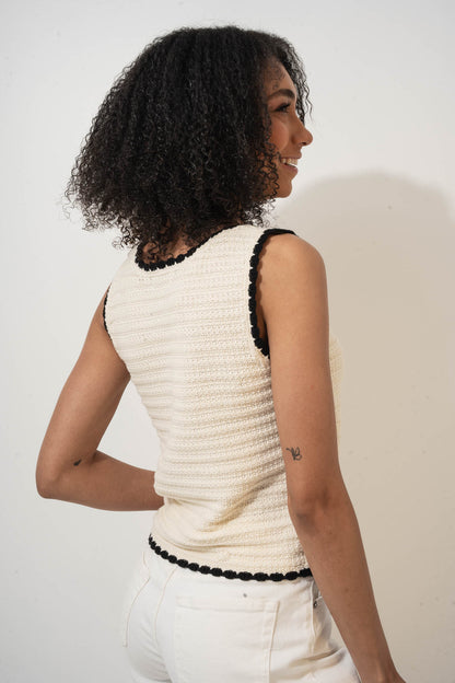 Contrast Trim Sweater Top