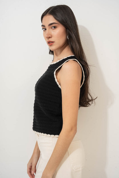 Contrast Trim Sweater Top