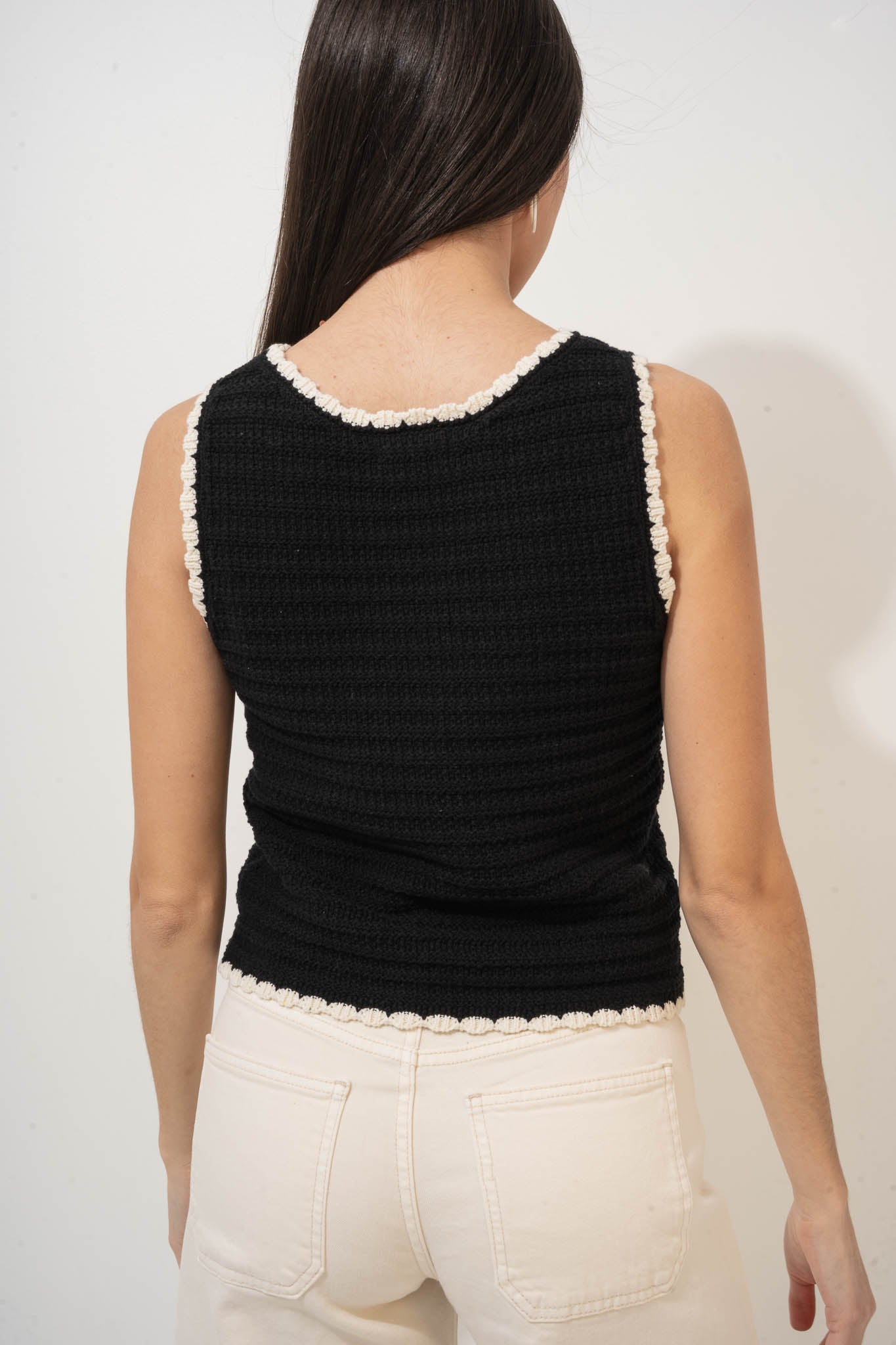 Contrast Trim Sweater Top