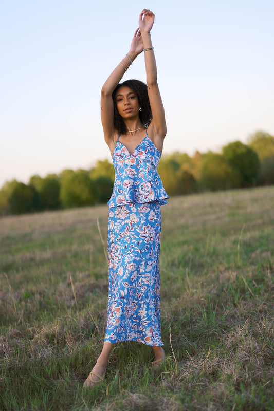 Aster Silky Floral Skirt