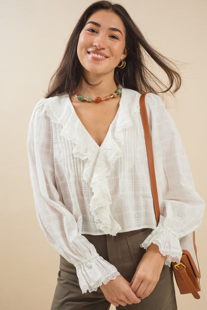 Della Ruffled V-neck Blouse