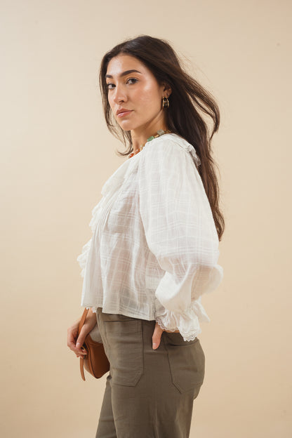 Della Ruffled V-neck Blouse