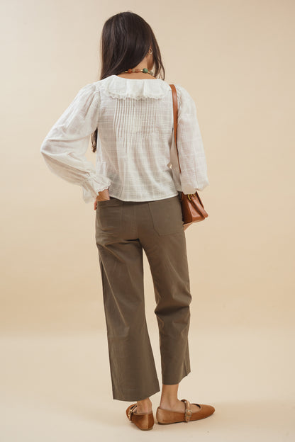 Della Ruffled V-neck Blouse
