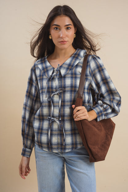 Rachel Plaid Tie Shirt