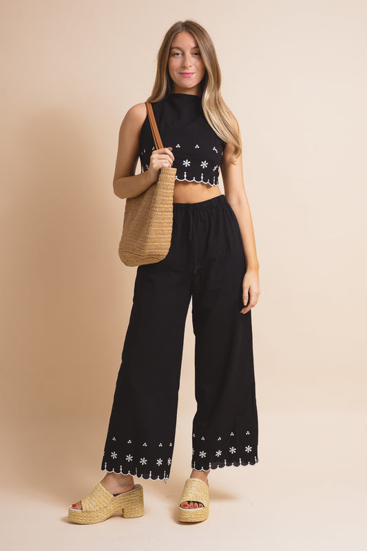 Kelly Embroidered Hem Pants