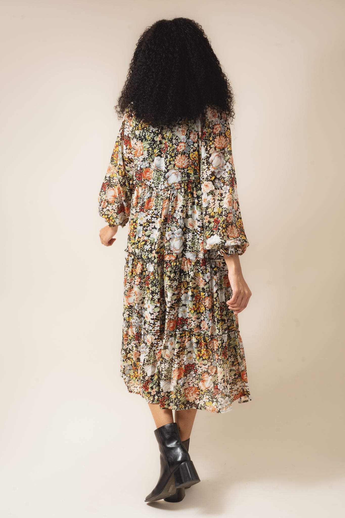 Floral Chiffon Midi Dress