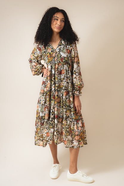 Floral Chiffon Midi Dress