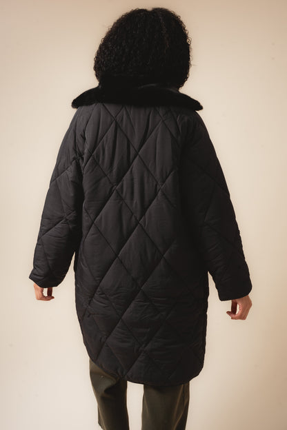 Faux Fur Collar Quilted Puffer Coat