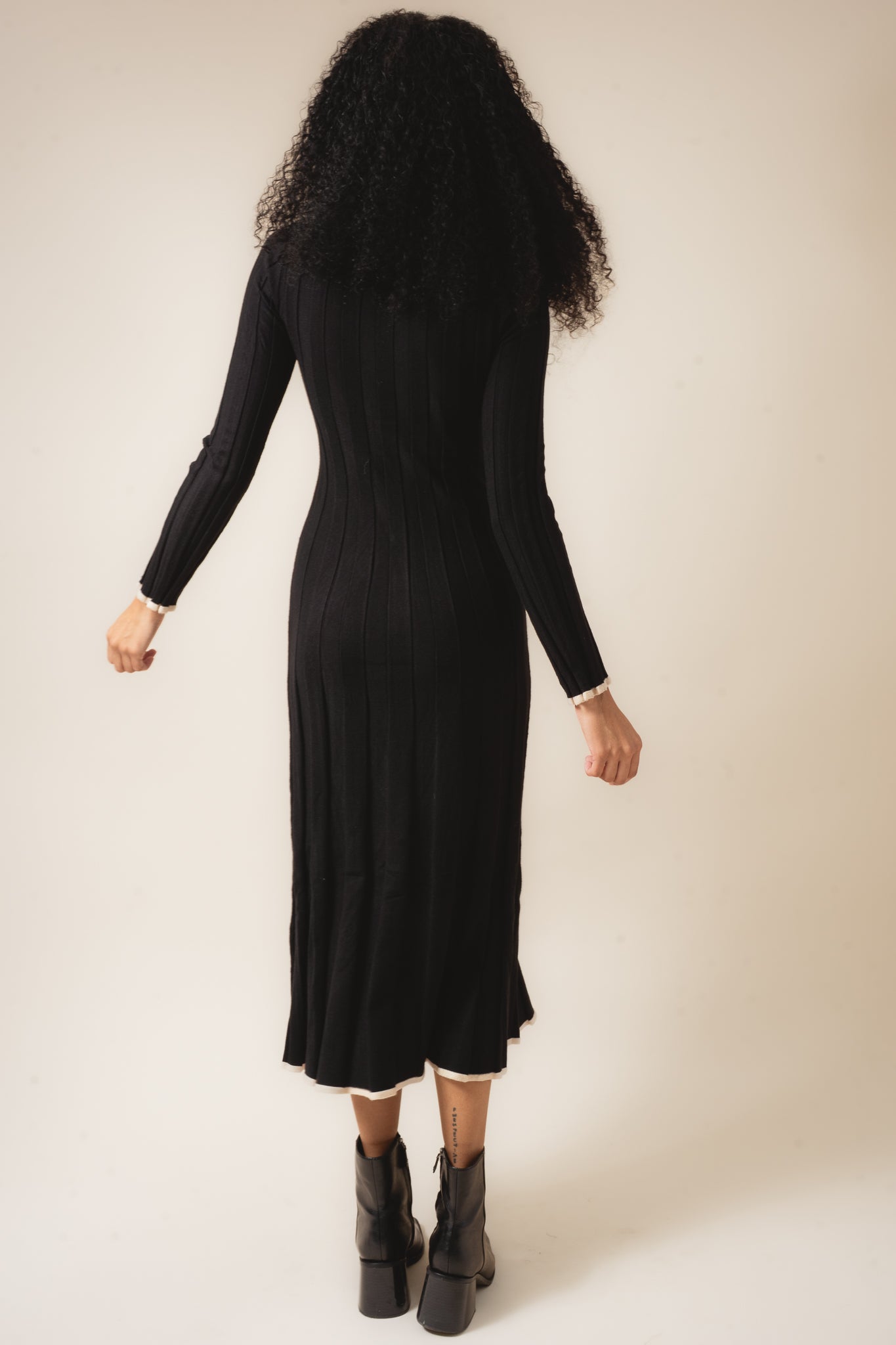 Solid Ribbed Knit Maxi Sweater Dress