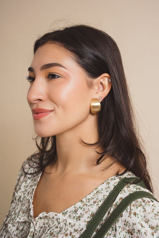 Brushed Metal Dome Earrings