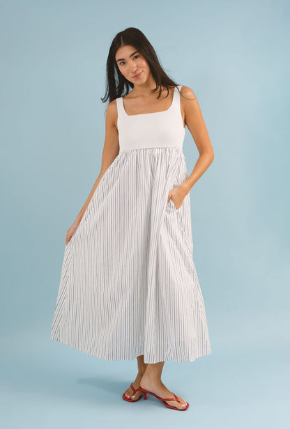 Ribbed Knit Bodice Maxi Dress