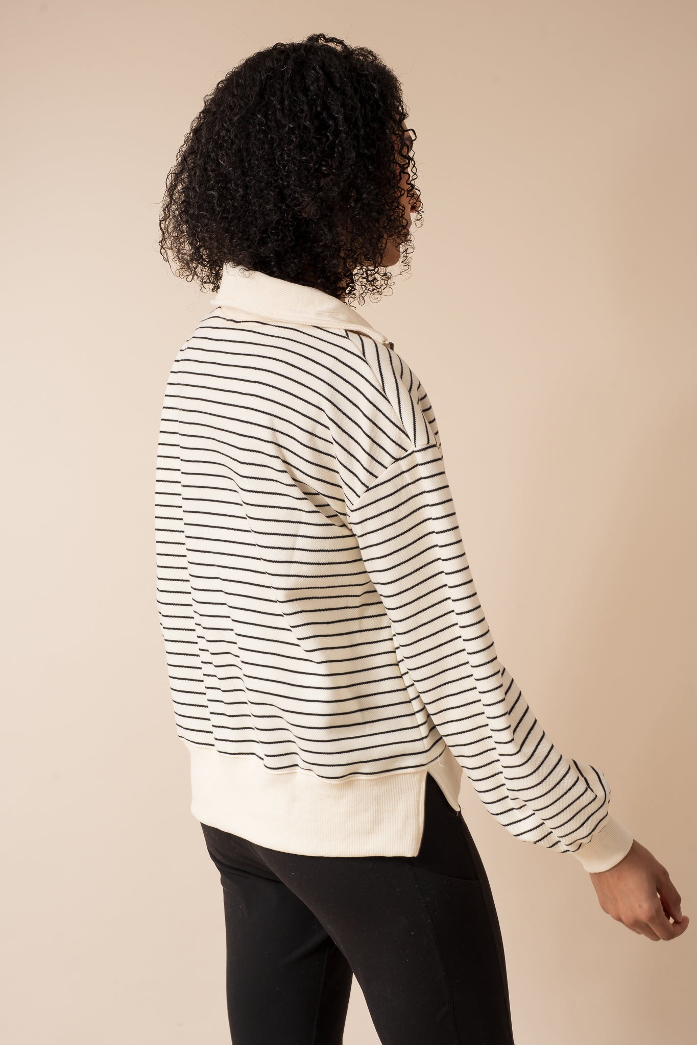 Half-Zip Striped Terry Pullover