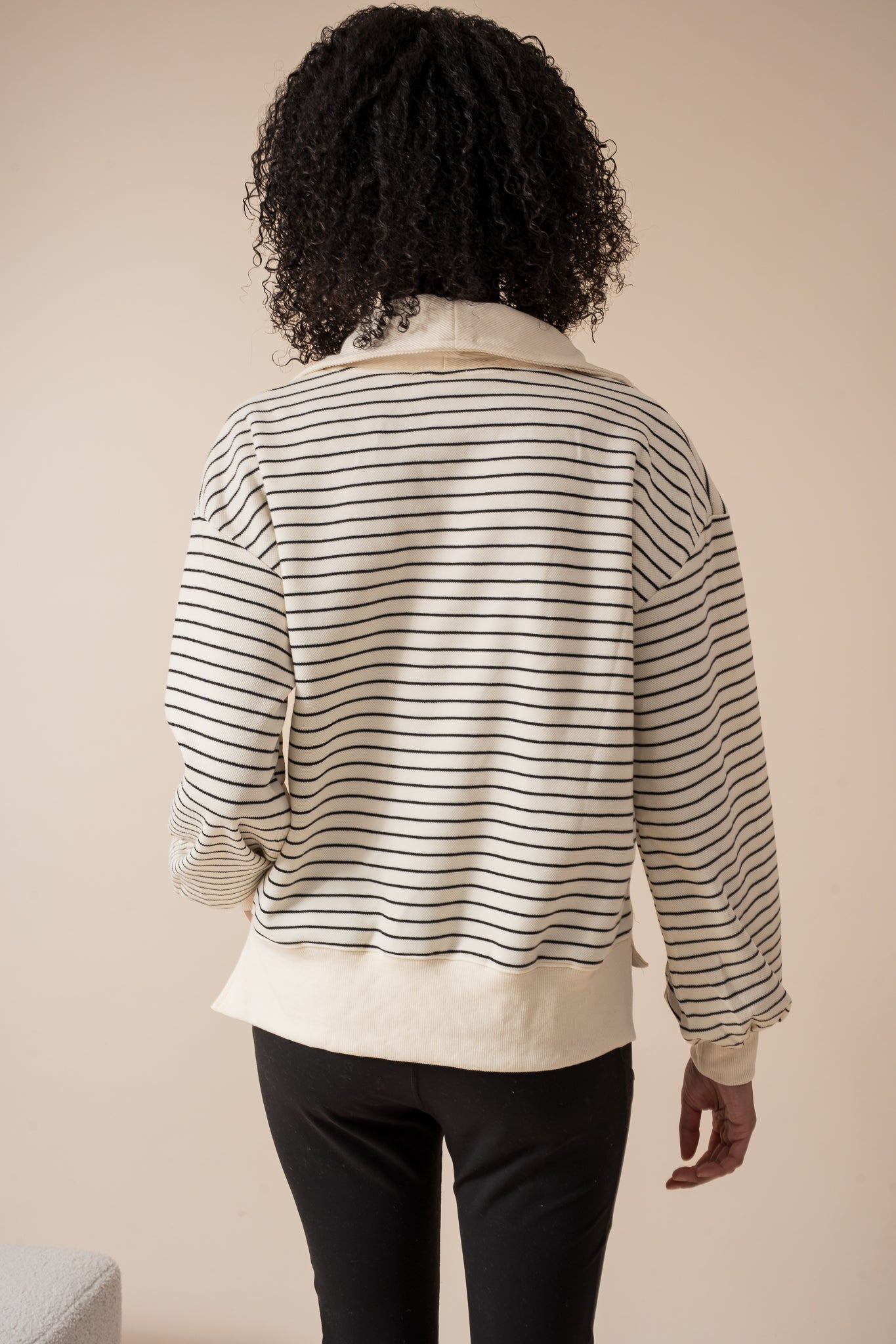 Half-Zip Striped Terry Pullover